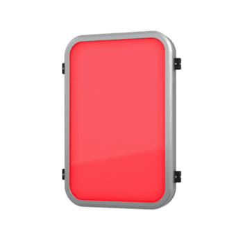 illuminé rouge afficher avec arrondi coins sur une nettoyer présentation translucide Toile conception png