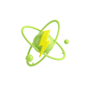 astratto 3d interpretazione raffigurante un atomo modello con fulmine Impressionante attraverso il nucleo png