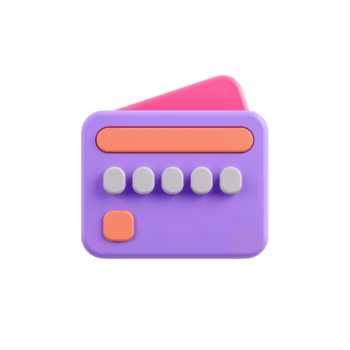 un' visivamente attraente 3d interpretazione di un' stilizzato pagamento carta galleggiante su un isolato disposizione png