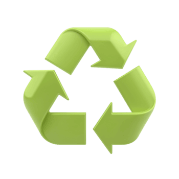 ambientalmente consciente 3d Renderização do uma universal reciclando símbolo contra uma avião pano de fundo png