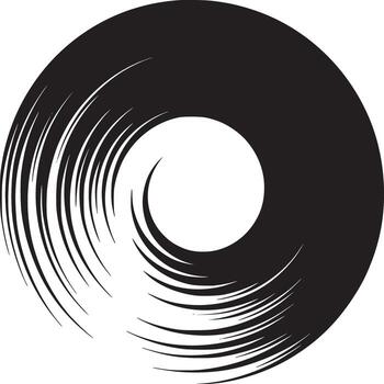 A black and white graphic design featuring a swirling vortex shape with a circular opening inside it vector