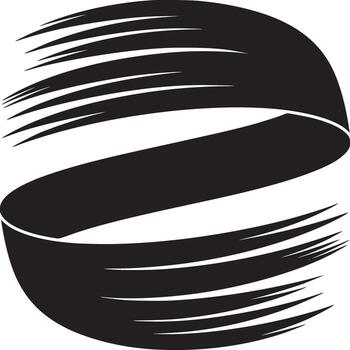 Black and white graphic design featuring a swirling ribbon like shape with parallel lines design vector