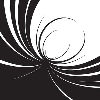 Abstract monochrome vortex design with swirling lines creating a dynamic and optical illusion effect vector