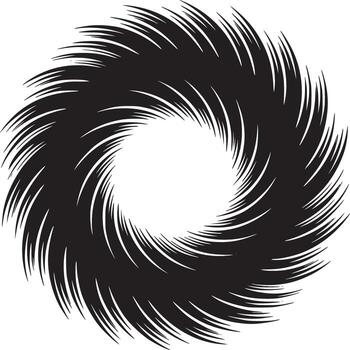 Circular black and white pattern with radiating lines forming a vortex like design on white background vector
