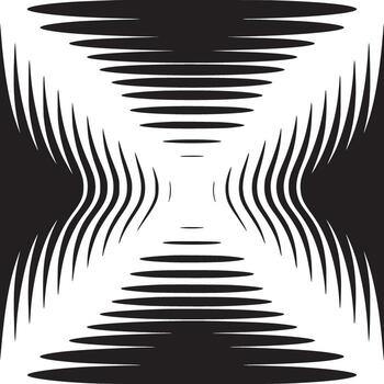 Abstract black and white pattern with horizontal lines and curved vertical lines creating a shape vector