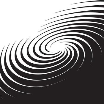 A black and white image featuring a spiral pattern with lines emanating from the center point design vector