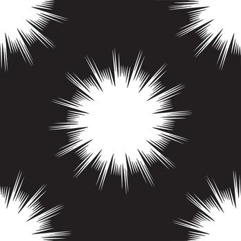 A black and white background with radial burst patterns emanating from multiple points in the image field vector