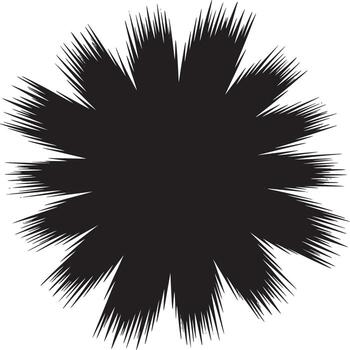 A graphic illustration of a black starburst shape with sharp lines on a white background design element vector