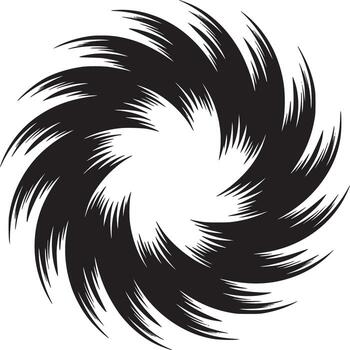 A swirling vortex of black jagged lines converging towards a central white space in a circular pattern vector