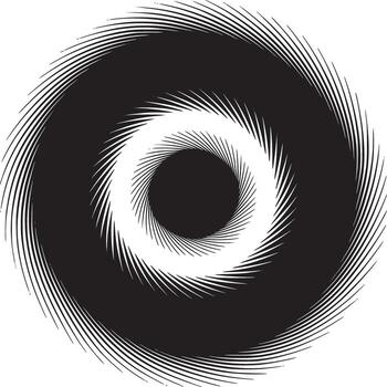 A swirling abstract pattern of black and white lines creating a vortex effect on a white background vector
