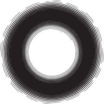 A black ring composed of many thin lines creating a circular shape on a white background space design vector