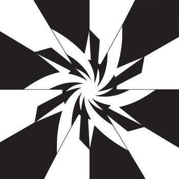 resumen negro y blanco geométrico modelo con arremolinándose vórtice diseño emanando desde el centrar punto vector