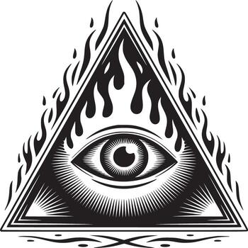 Intriguing all seeing eye symbol graphic design for mystical illustrations or powerful spiritual concepts vector