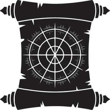 Uncover hidden treasures with this captivating scroll map design element for your next adventure project today vector