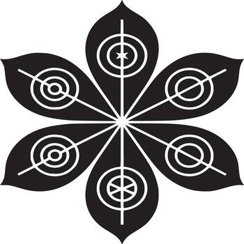 Elegant geometric flower design with circles and lines in black and white for modern creative projects vector