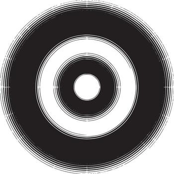Circular pattern of concentric rings in black and white with radial lines on a white background vector
