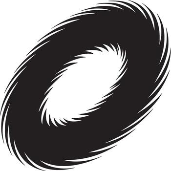 A black and white abstract design featuring a swirling oval shape with jagged edges on a white background vector