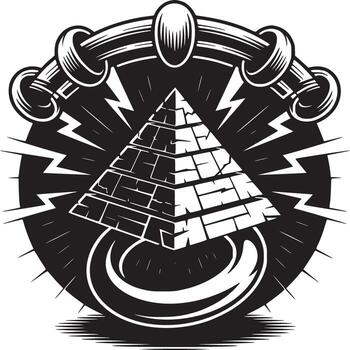 Bold pyramid symbol with electricity and chain, perfect for powerful logo or edgy brand identity vector