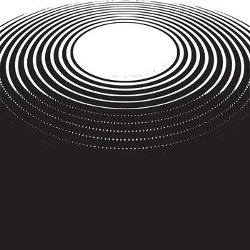Abstract concentric circles pattern fading from solid lines to dots in black and white design art vector