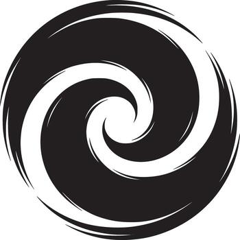 A graphic black and white circular design with a swirling vortex pattern in the center of the image vector