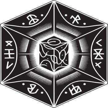 Mystical rune cube with geometric patterns perfect for fantasy artwork and gaming designs vector