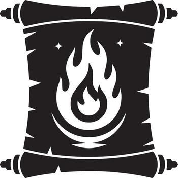 desatraillar poderoso magia con esta cautivador Desplazarse icono presentando un flameante fuego y espumoso estrellas vector