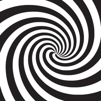 A hypnotic spiral pattern of alternating black and white lines converging to the center point of image vector