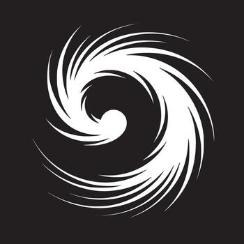 White swirling vortex design on a black background creating a dynamic and abstract composition art vector