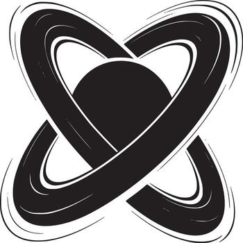 Abstract black and white illustration of interlocking shapes with a central circle element vector