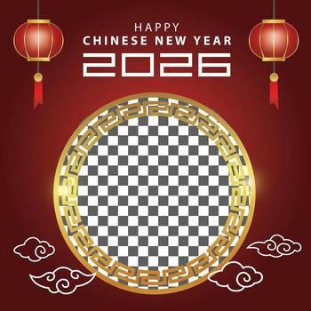 elegant happy chinese new year 2026 with gold circle and empty background vector