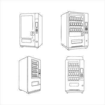 four different types of vending machines vector