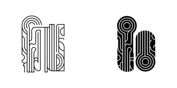 Abstract Black and White Linear Art Modern Geometric Patterns, Minimalist Design Elements for Branding and Website Design. vector