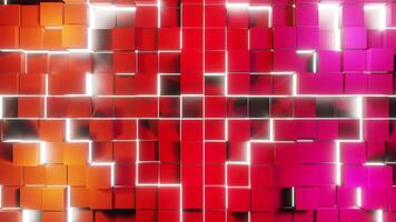 Highlighted red cube wall with white neon VJ loop background video