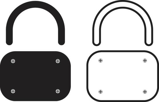 two simple padlock icons, one in black and one in white, both with mounting holes. vector