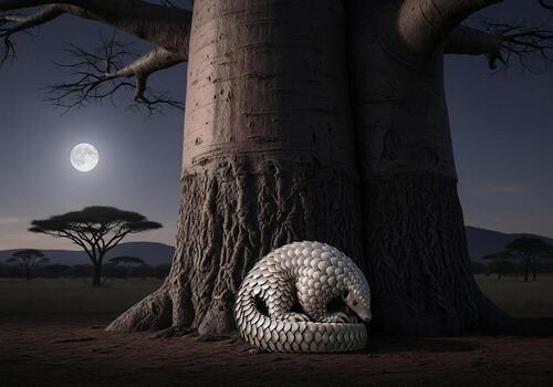 Pangolin Under the Moonlight Natures Armored Wanderer photo