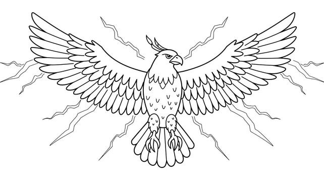Line art of the Thunderbird a mythical bird associated with storms vector