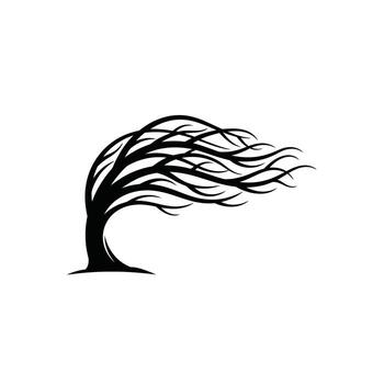 Abstract Logo of a Tree with Branches that are Wind Swept vector