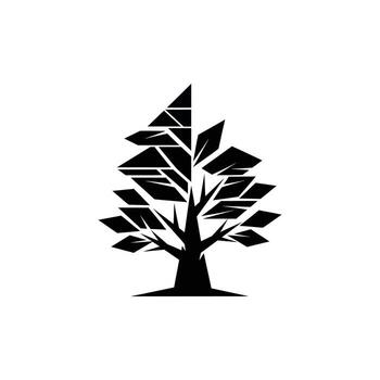 resumen árbol logo con un triangular follaje modelo vector