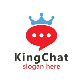 Chat app logo icon symbol with crown king design element for help center talking message vector