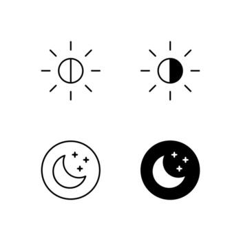 Light Mode and Dark Mode Icon Collection in Line and Solid Style vector