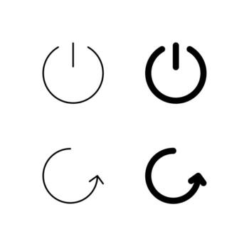 User Interface Power Button and Reboot Icons in Glyph and Line Variation vector
