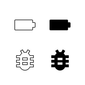 Web Dashboard Battery and Bug Report Icons in Mixed Line and Solid vector