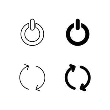 Digital Platform Power Button and Reboot Glyph and Line Icon Pack vector