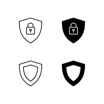 Mobile Application Security and Shield Line and Solid Icons vector