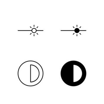 User Interface Brightness and Contrast Icons in Glyph and Line Variation vector