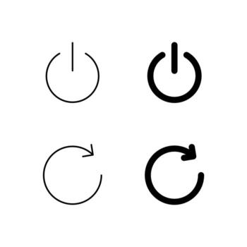 Mobile Application Power Button and Reboot Line and Solid Icons vector