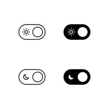 User Interface Light Mode and Dark Mode Icons in Glyph and Line Variation vector