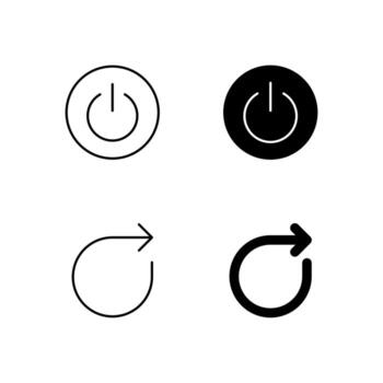 Power Button and Reboot Icon Collection in Line and Solid Style vector