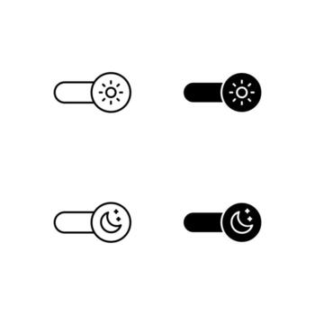 Mobile Application Light Mode and Dark Mode Line and Solid Icons vector