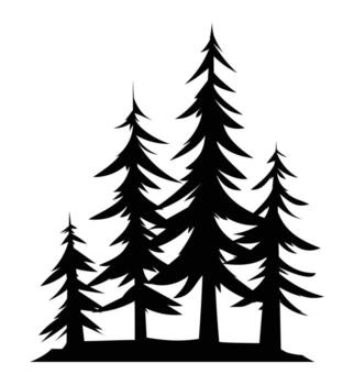 silueta de pino arboles con agudo puntos y cónico formas dibujos animados ilustración vector